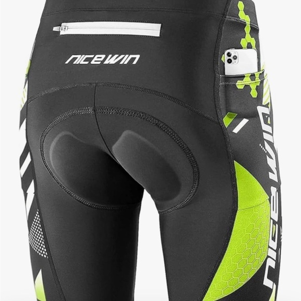 NICEWIN Men's Cycling 3D Padded Road Bike Long Legging Tights With Pockets L